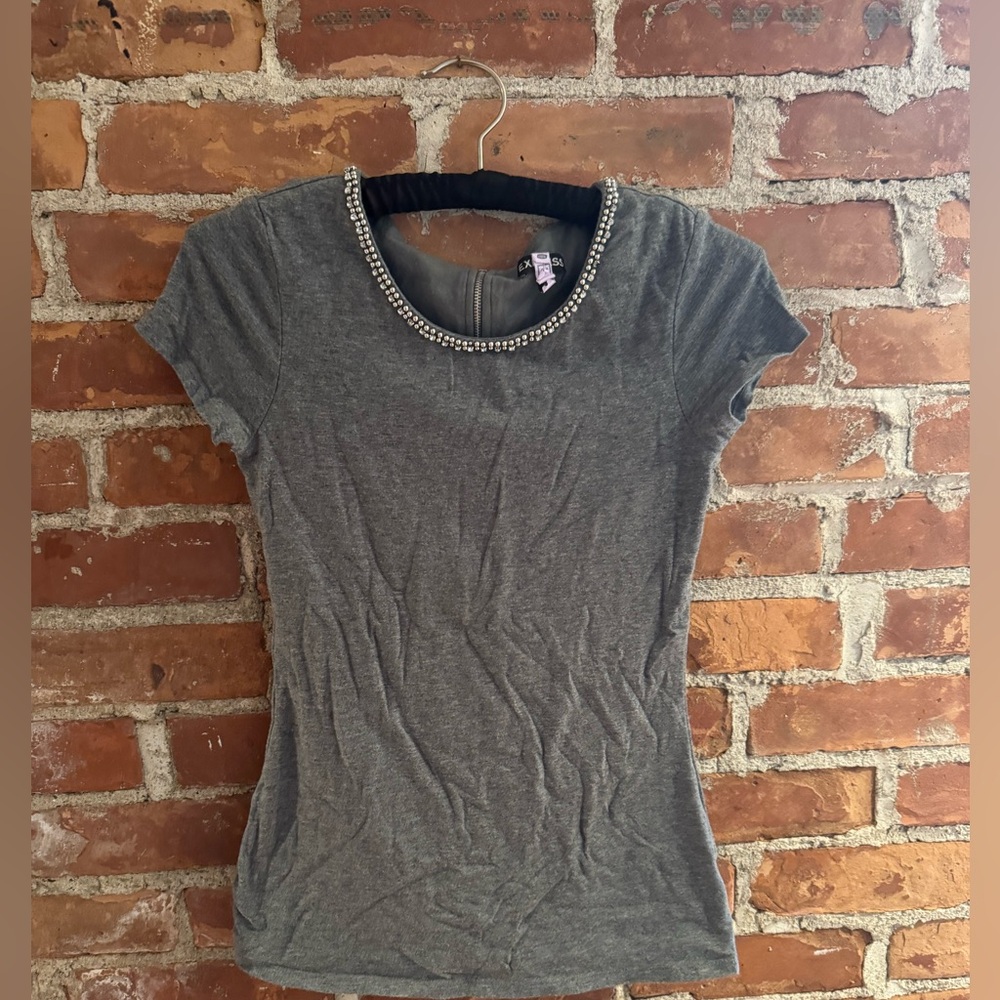 Express rhinestone Top zipper back